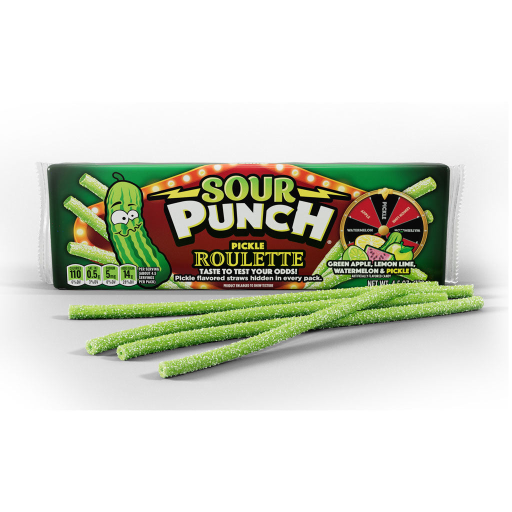 Sour Punch Straws - Pickle Roulette Confection - Nibblers Popcorn Company