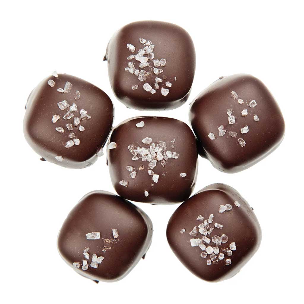 Dark Chocolate Sea Salt Caramels Confection - Nibblers Popcorn Company