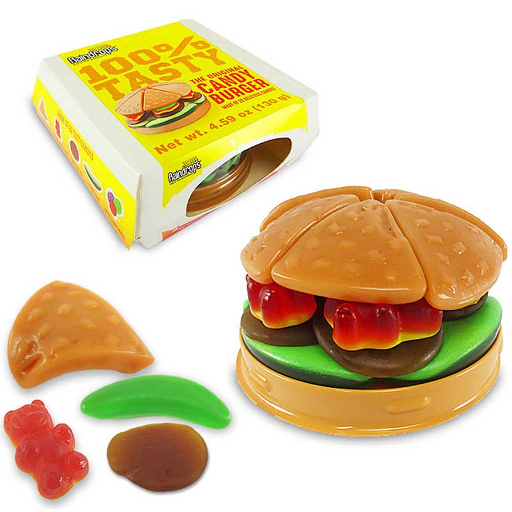 Raindrops Gummy Hamburger Confection - Nibblers Popcorn Company