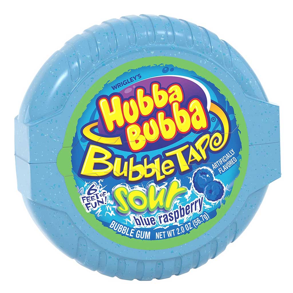 Hubba Bubba Bubble Tape - Sour Blue Raspberry Confection - Nibblers Popcorn Company