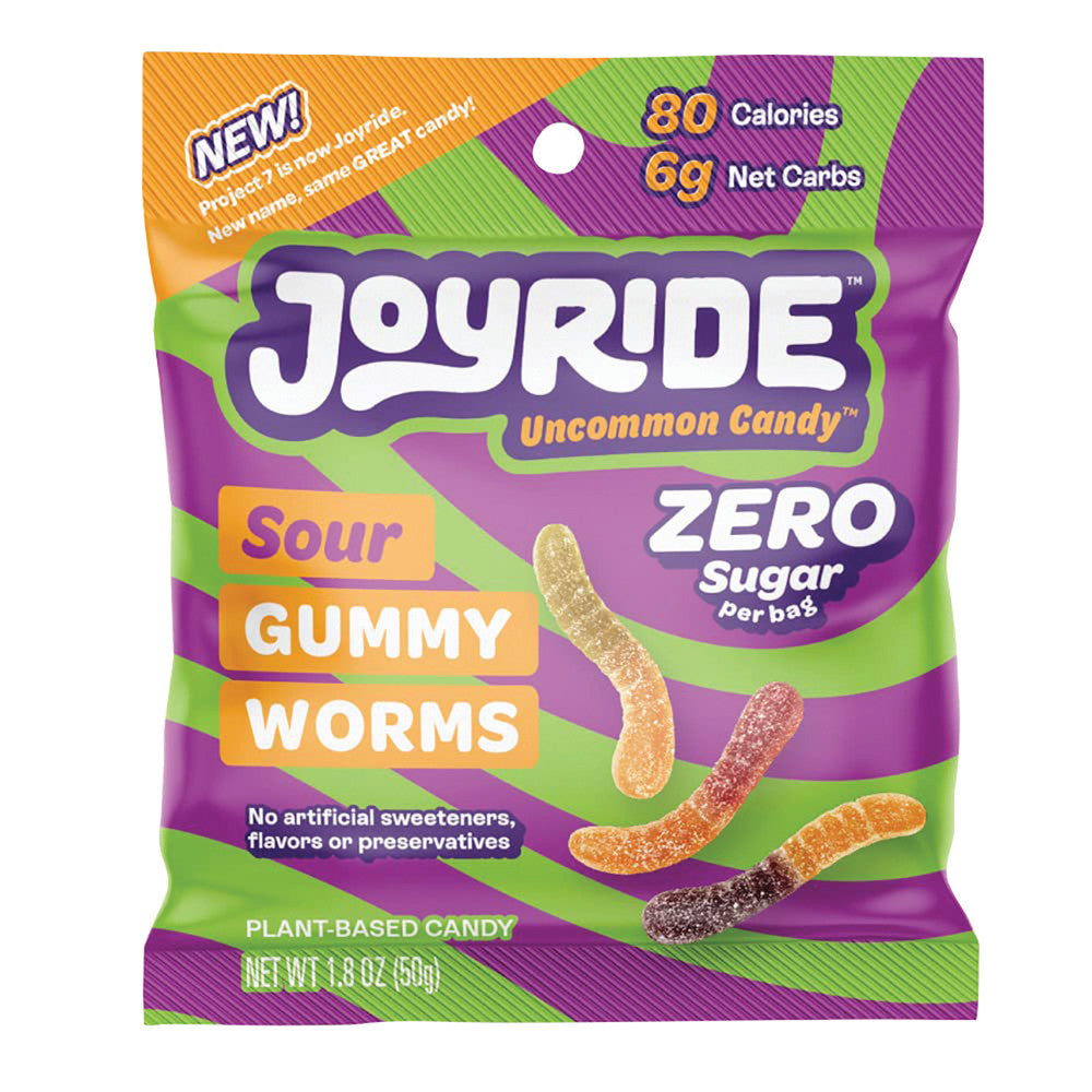 Joyride Zero Sugar Sour Gummy Worms Confection - Nibblers Popcorn Company