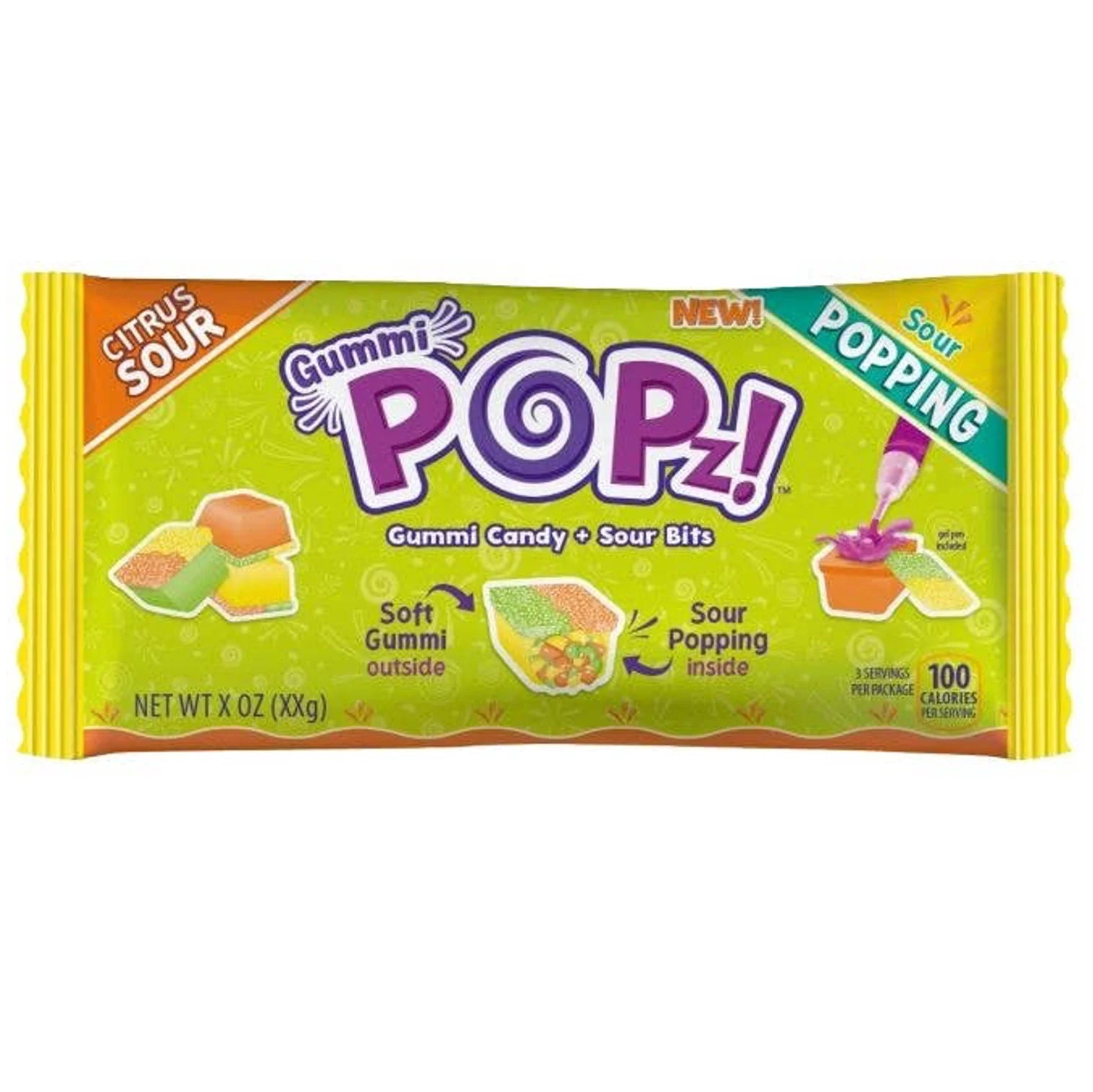 Gummi Popz - Citrus Sour Confection - Nibblers Popcorn Company