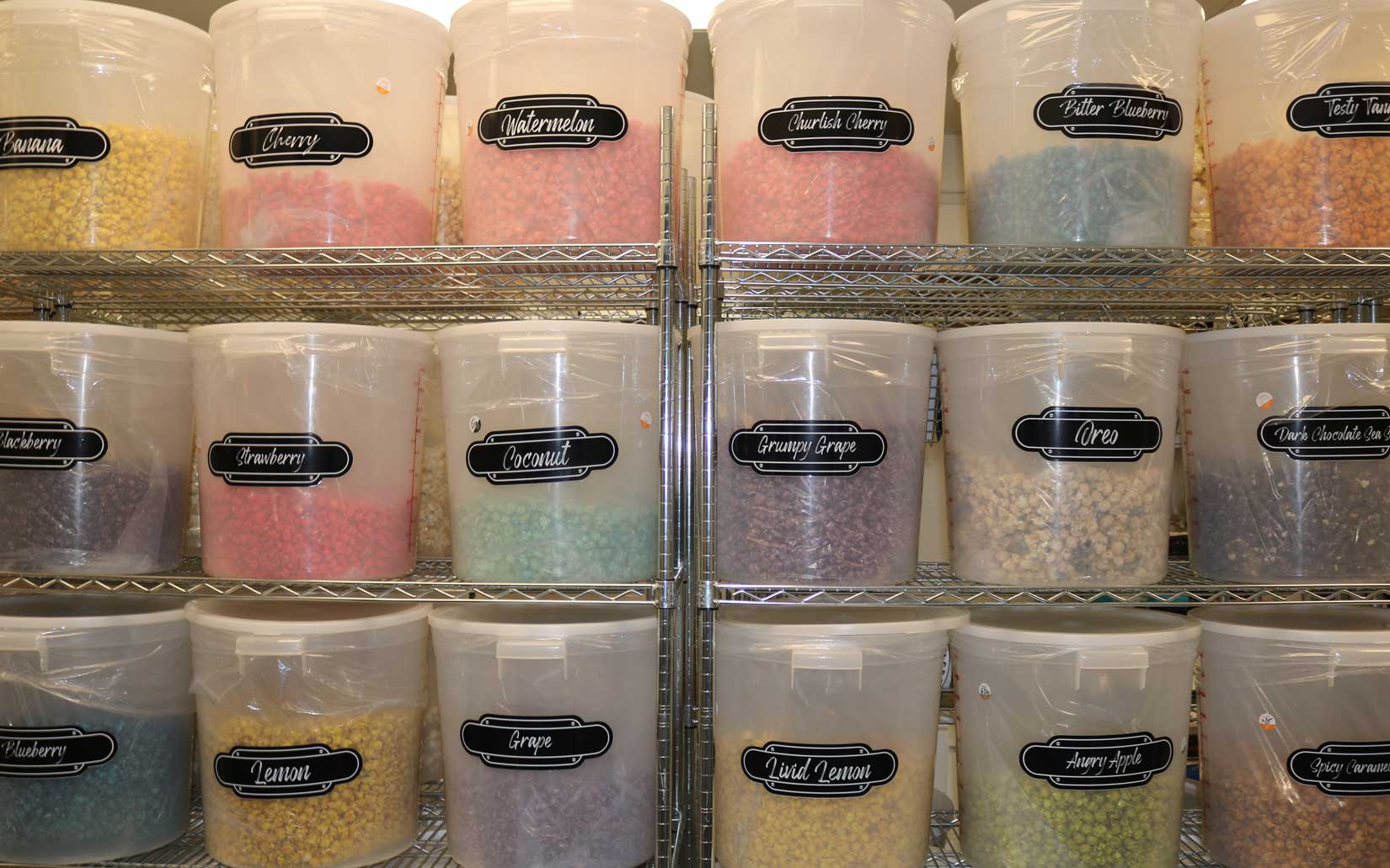 We have a wide selection of popcorn flavors, prepared daily.
