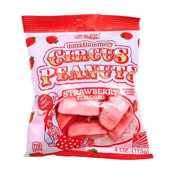 Circus Peanuts Peg Bag Strawberry Confection - Nibblers Popcorn Company
