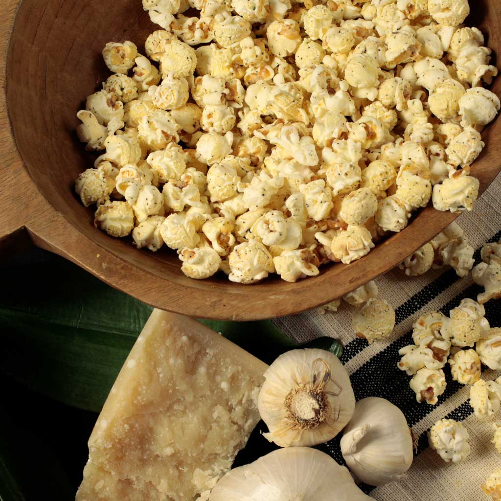 Parmesan Garlic Popcorn - Nibblers Popcorn Company