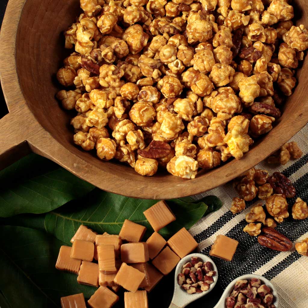 Caramel Pecan Popcorn - Nibblers Popcorn Company