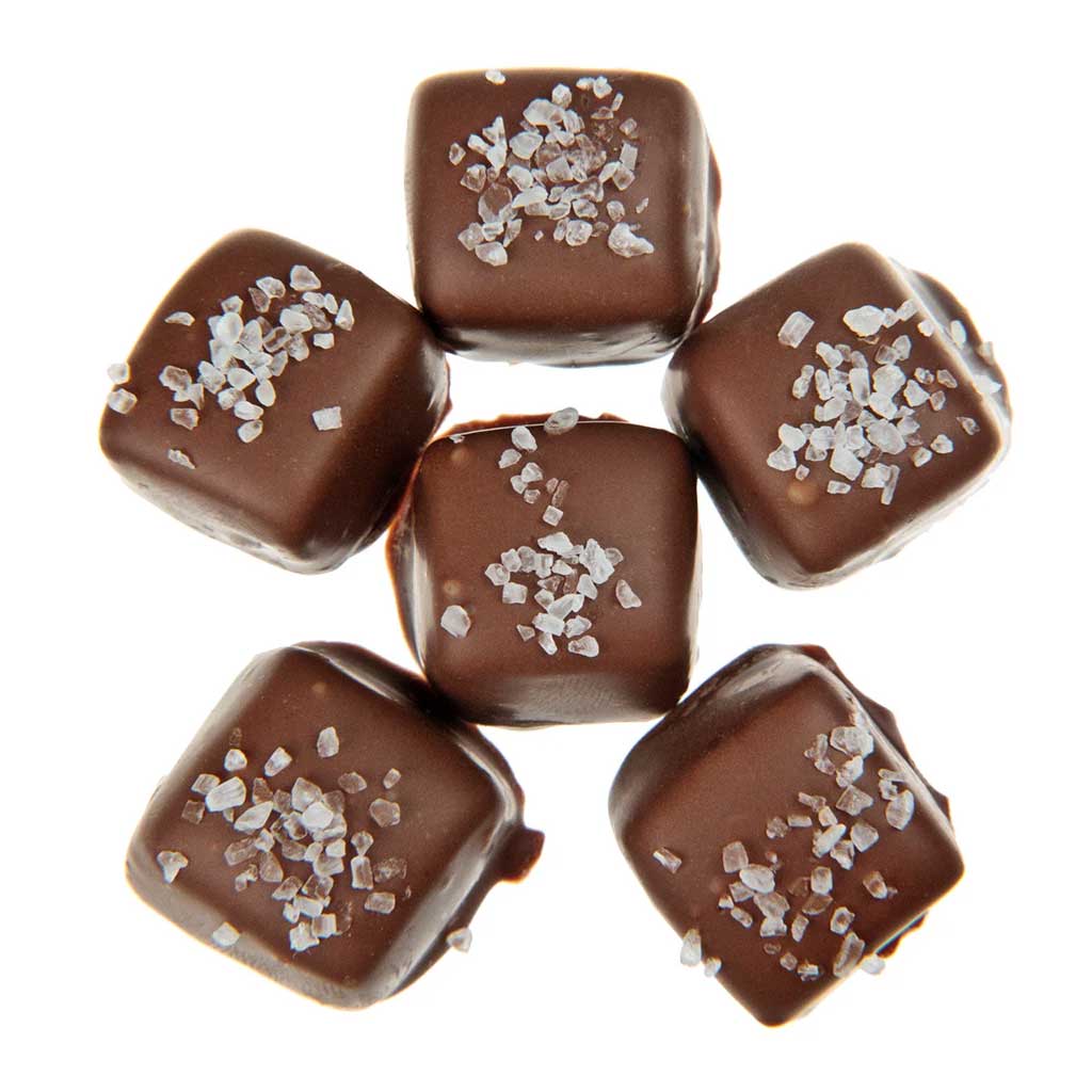 Chocolate Sea Salt Caramels Confection - Nibblers Popcorn Company