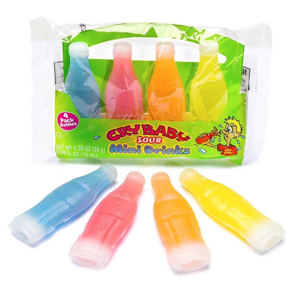 Cry Baby Sour Wax Bottles - 4 Pack Confection - Nibblers Popcorn Company