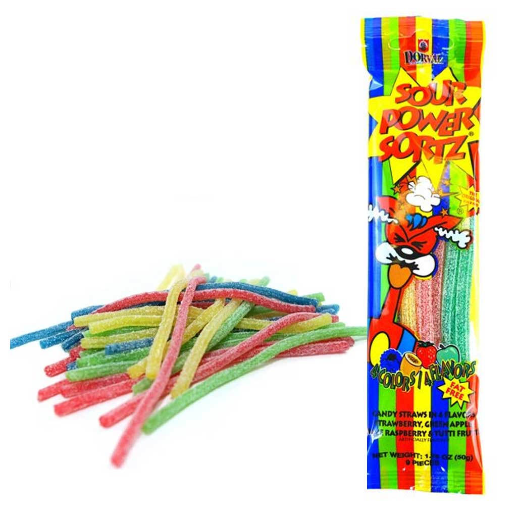 Sour Power Straws Confection - Nibblers Popcorn Company