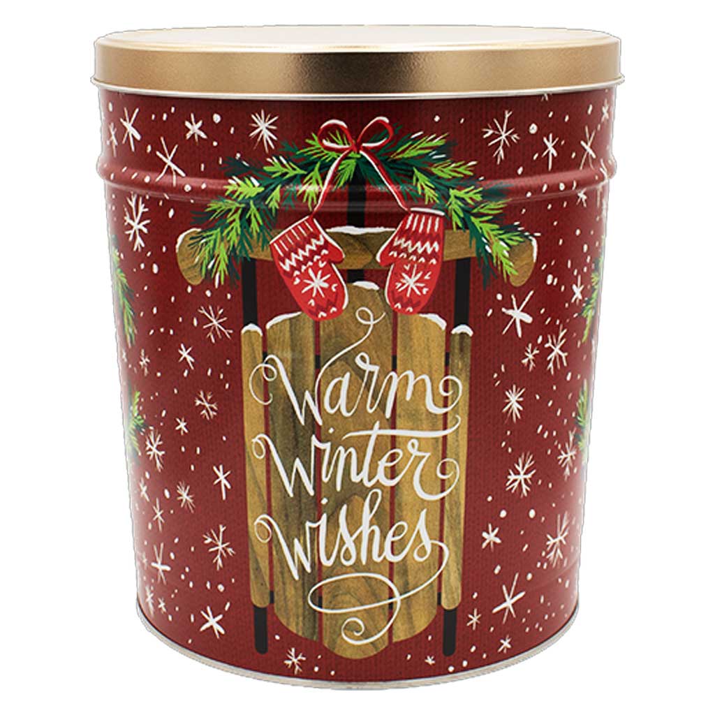 Warm Winter Wishes Tin Gift - Nibblers Popcorn Company